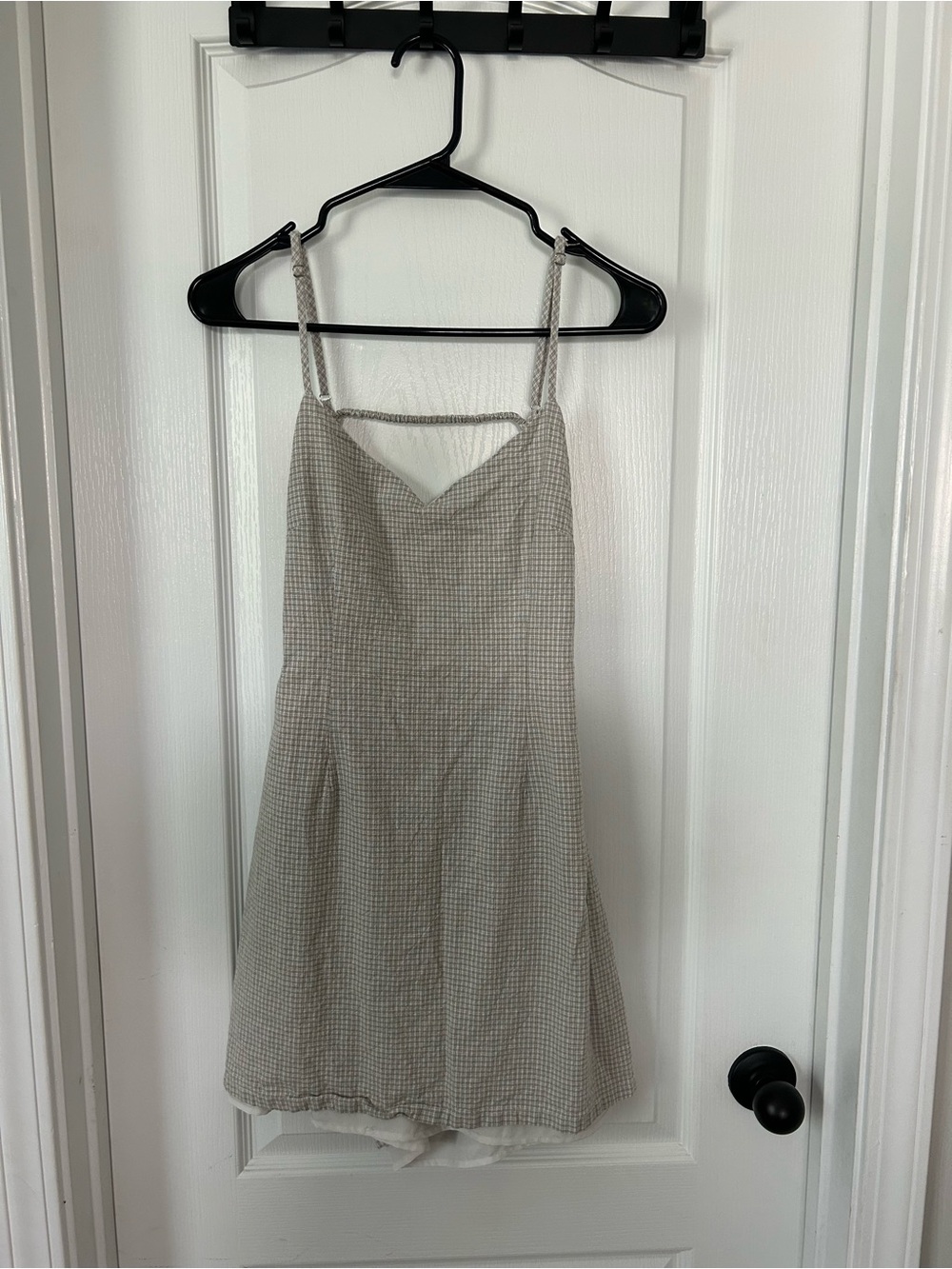 Forever 21 sage green gingham spaghetti-strap dress